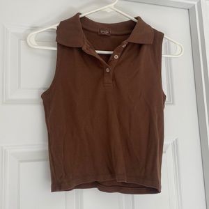 John Galt brown collared tank top